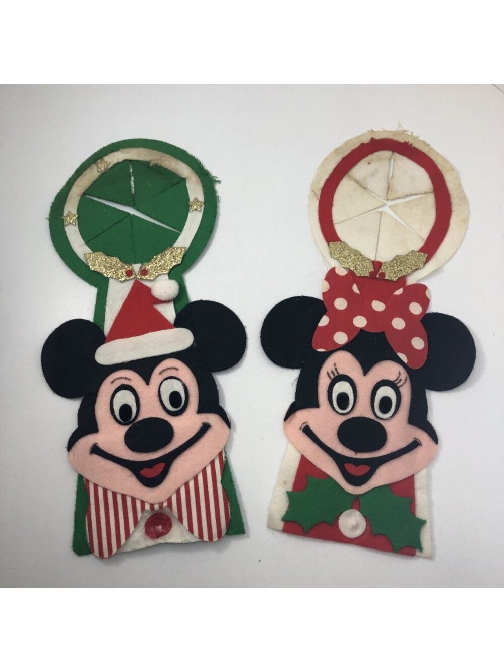 Vintage Mickey Mouse Minnie Christmas Door Hangers made in Japan RARE